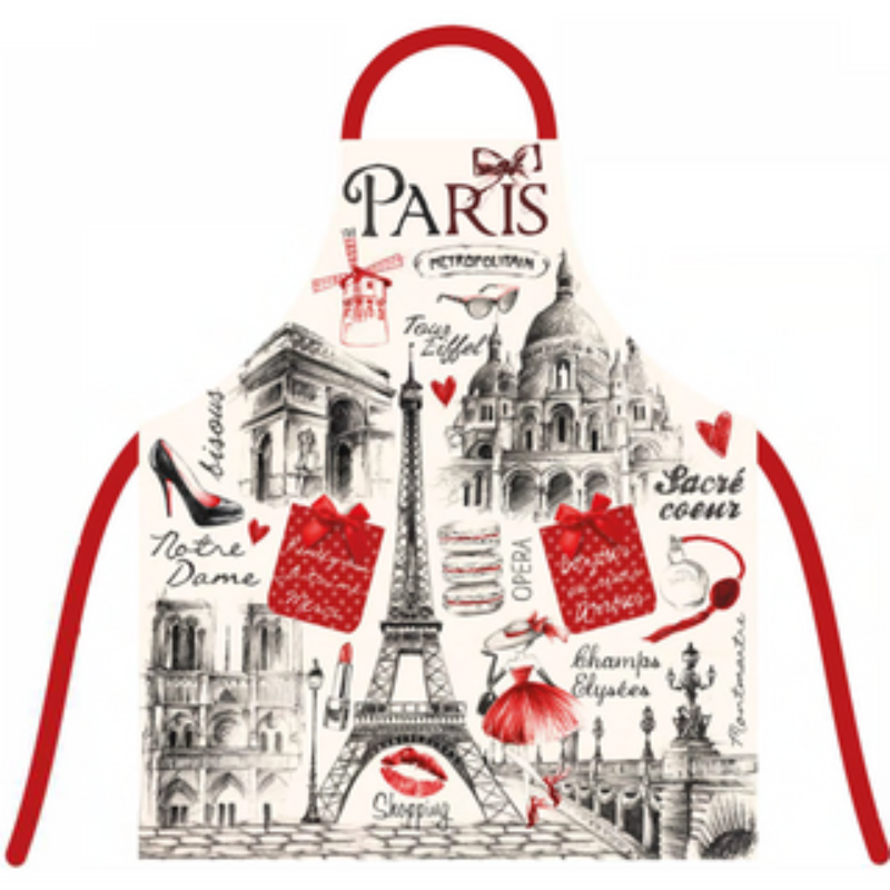 Tablier de Cuisine Paris – Icônes Parisiennes Rouge & Noir