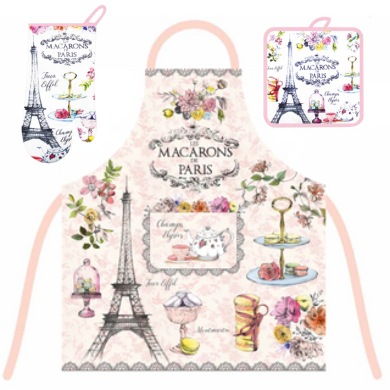 Tablier de Cuisine Macarons de Paris – Élégance & Douceur Parisienne  - Tablier de Cuisine Chic & Gourmand