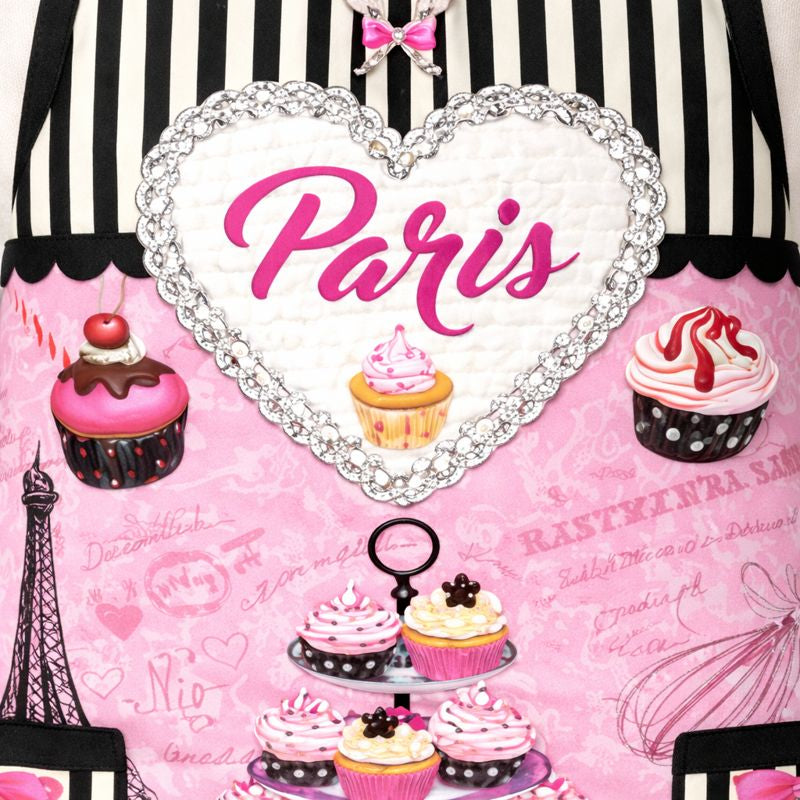 Tablier de Cuisine Paris Rose – Set 3 Pièces Chic & Gourmand (Tablier, Gant & Manique)