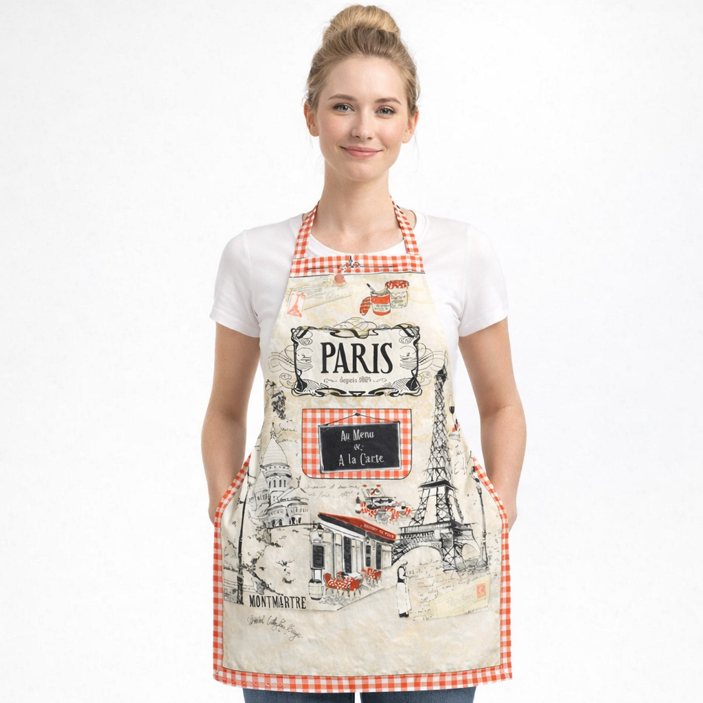 Tablier de Cuisine Paris – Style Bistrot Français Vintage avec Poche
