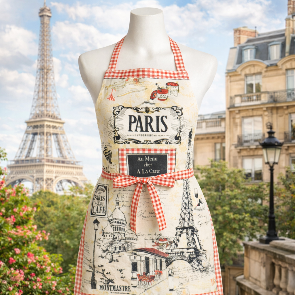Tablier de Cuisine Paris – Style Bistrot Français Vintage avec Poche