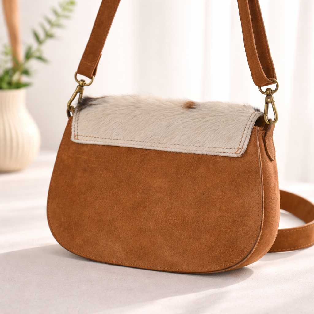 Sac Bandoulière en Cuir & Poil de Vache – Style Authentique