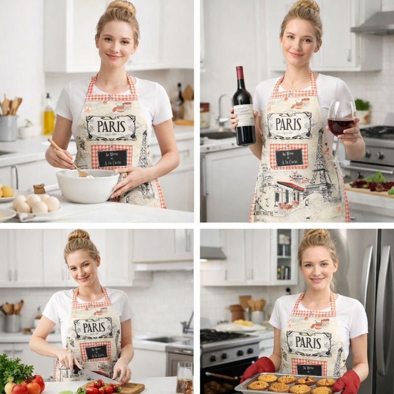 Tablier de Cuisine Paris – Style Bistrot Français Vintage avec Poche